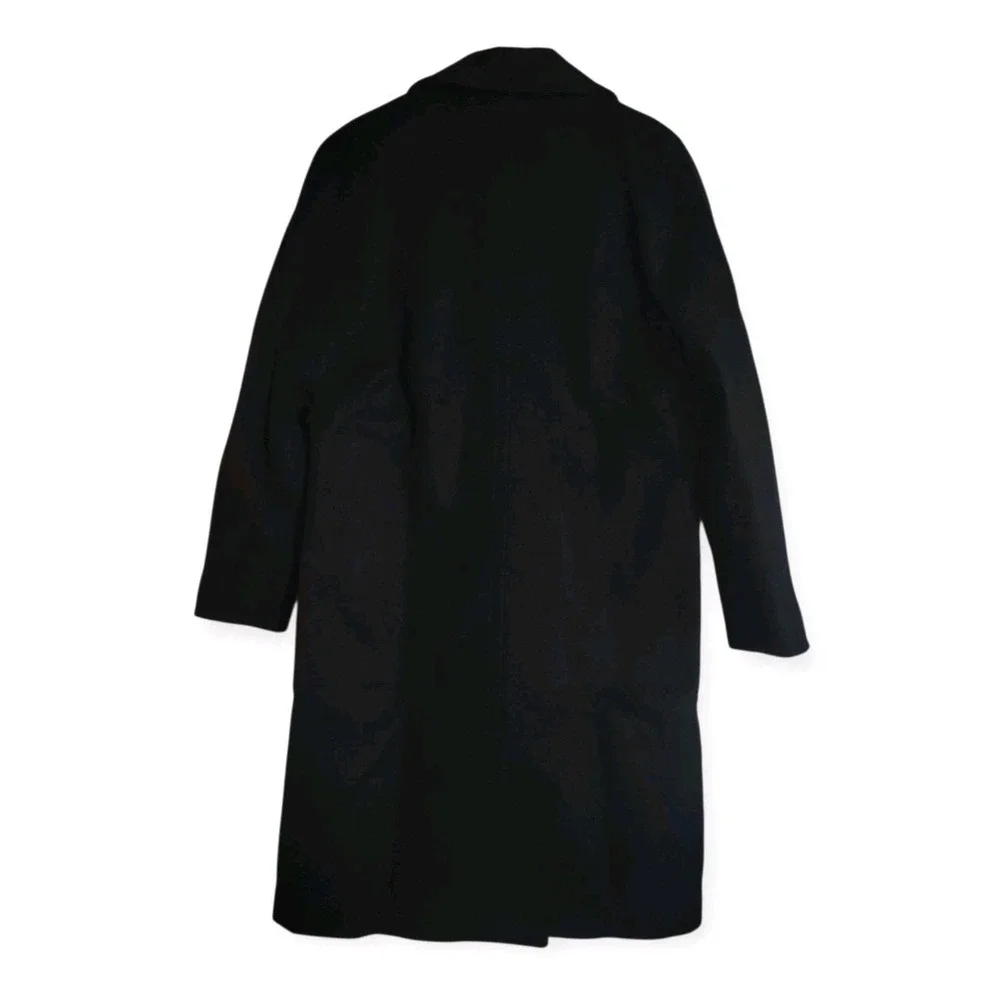 NWOT Quince Womens XS Black Italian Wool Double-Breasted Slouch Coat Neutral